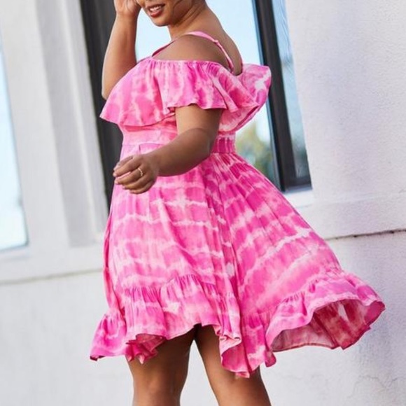 Torrid size 1 Mini Gauze Cold Shoulder Skater Dress - Picture 3 of 5